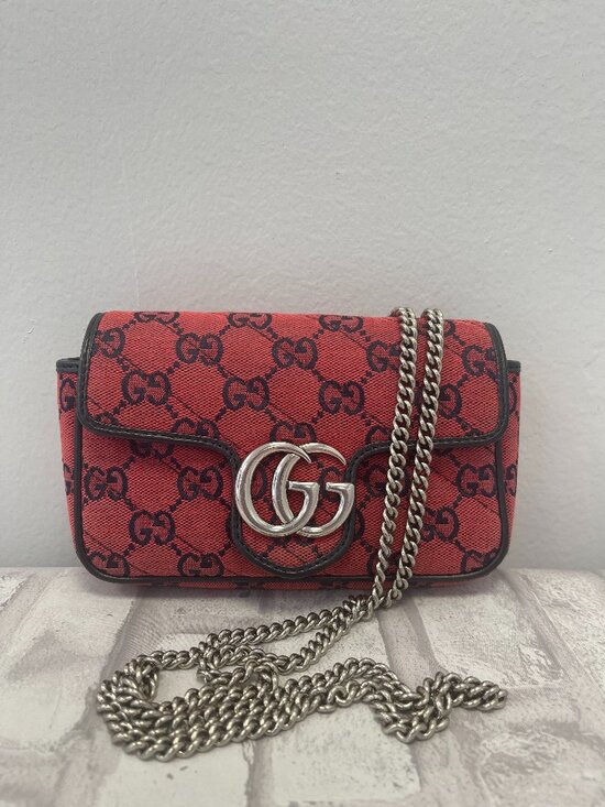 Gucci Handbags - Gucci Marmont GG Limited Edition Mini Red Canvas Crossbody Bag - Preowned